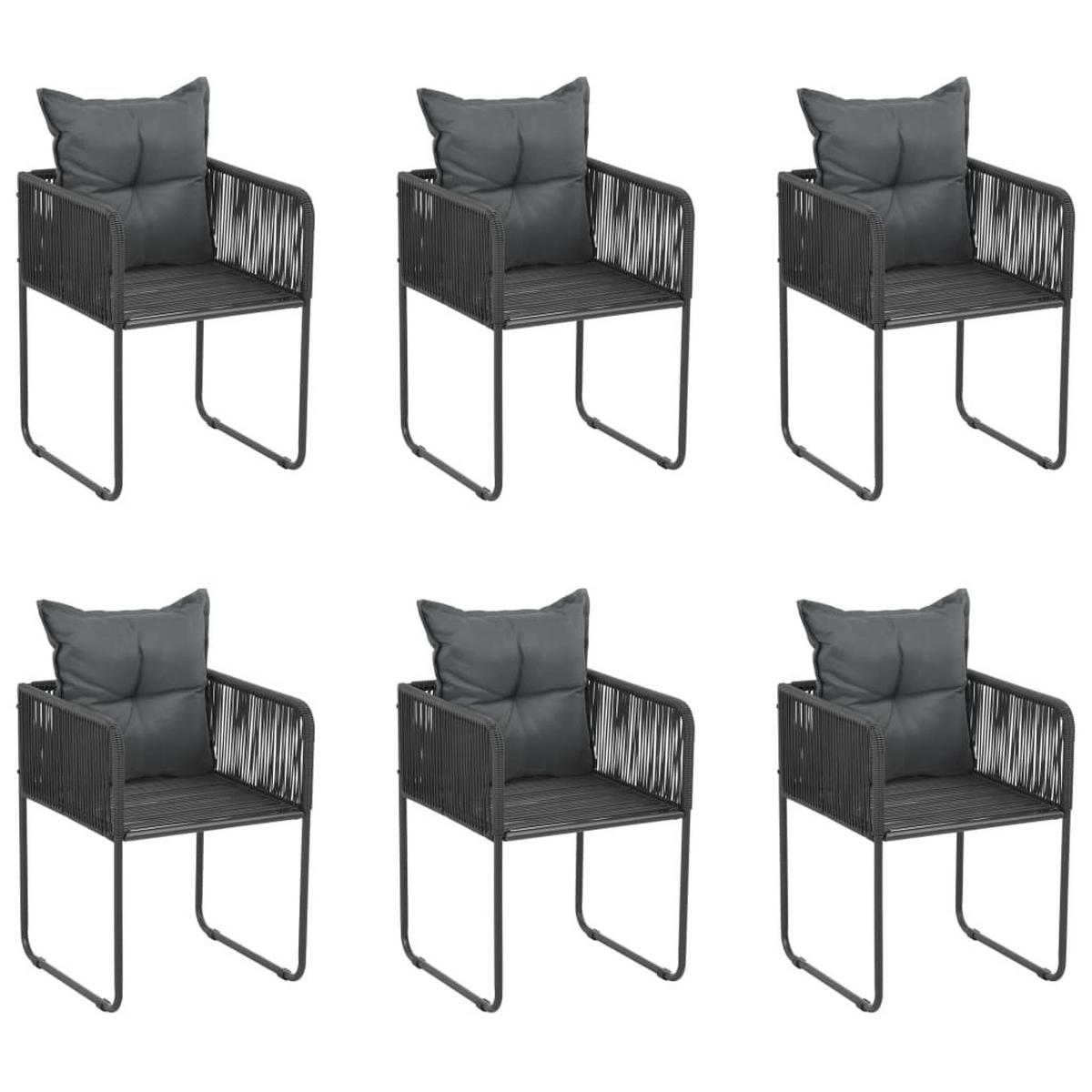 GARTENSTÜHLE 6er set Mit Kissen Poly Rattan Schwarz - Schwarz, Kunststoff (51.5/67/51.5cm) - vidaXL