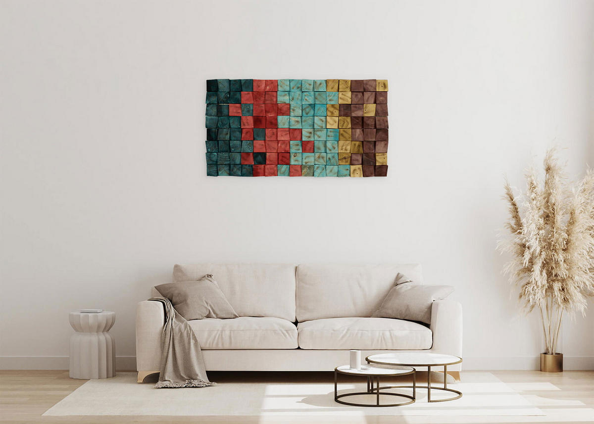 HOLZBILD Bunt 102/55 cm - Multicolor, Holz (6.5/55cm) - KUNSTLOFT