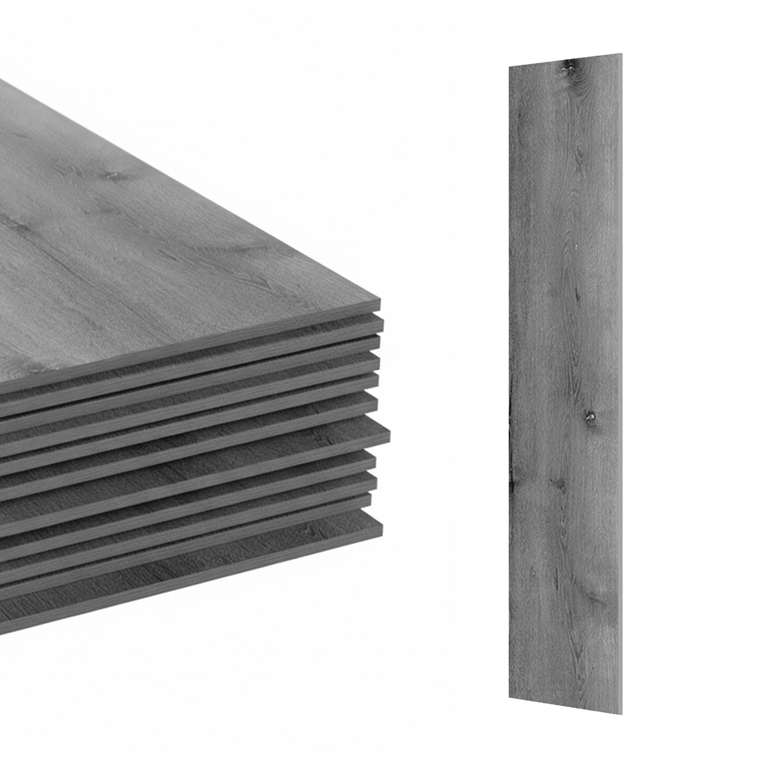 PVC podlahy - sivá, plast/kameň (1.8/91/15cm) - Relaxdays