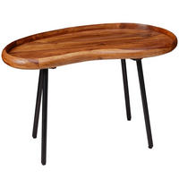COUCHTISCH in Nierenform aus Massivholz mit Metallbeinen, Dunkelbraun 40x71x42 cm - Schwarz/Braun, Holz/Metall (71/40/42cm) - KADIMA DESIGN