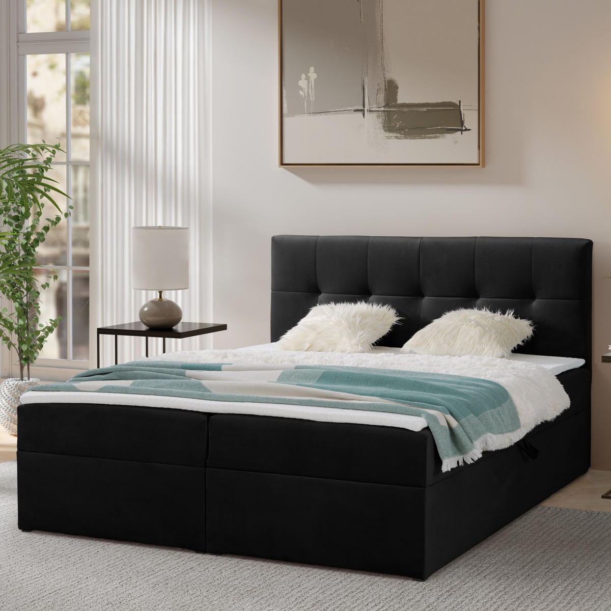 BOXBETT Toronto 140x200 Bonell-Matratze H3 und Topper - Silberfarben/Schwarz, Holz/Holzwerkstoff (140/200cm) - Ravio