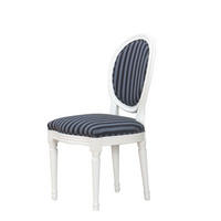 STUHL 2er-Set antik weiss, Stoff schwarz gestreift - Weiß, Holz/Textil (50/93/47cm) - ebuy24