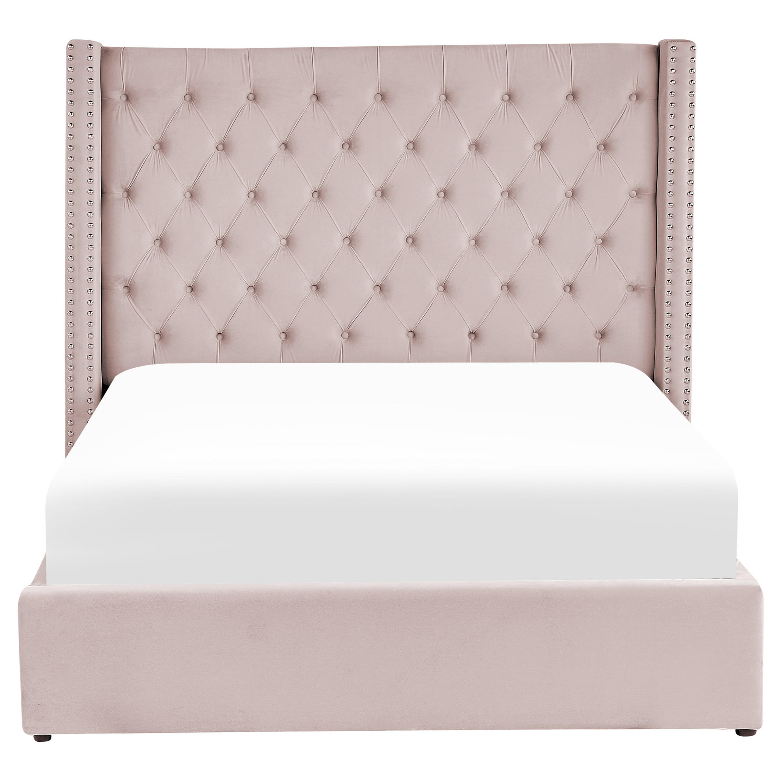POLSTERBETT 140/200cm Pastellrosa Lubbon - Pink, Textil (140/200cm) - Beliani