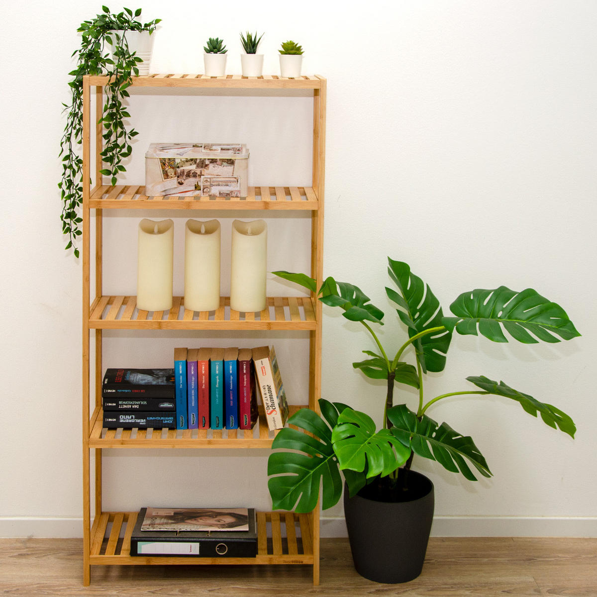 BAMBUS-REGAL 130x60x26 cm - Naturfarben, Holz (60/130/60cm) - Dunedesign