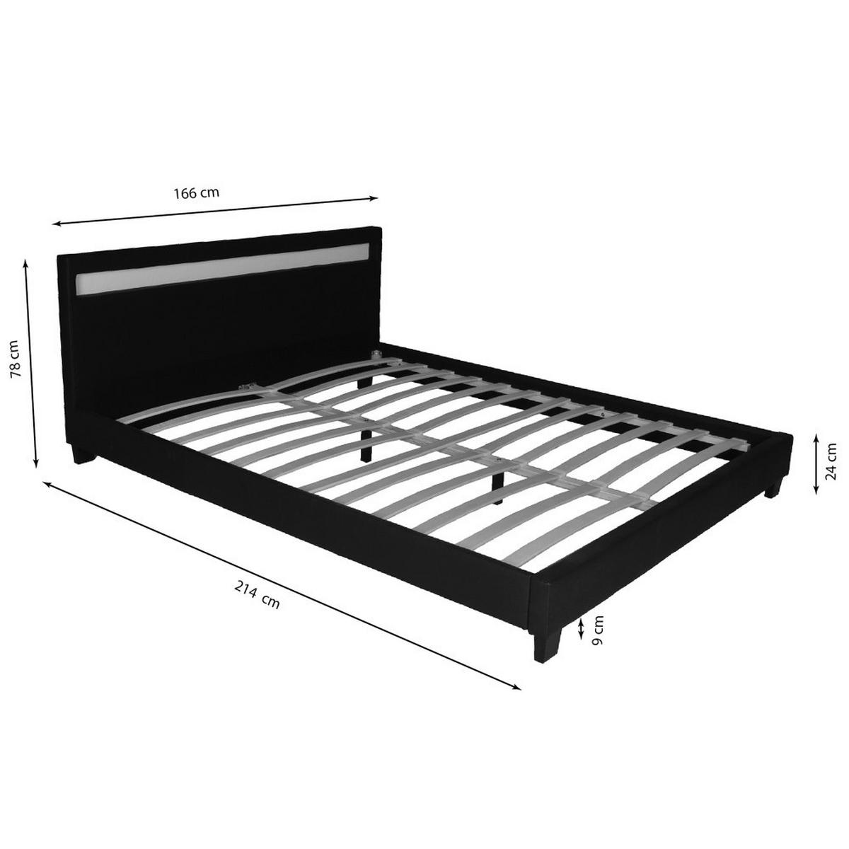 BETT CARDIFF 160x200, LED-Beleuchtung + 1 Lattenrost / Schwarz - Schwarz, Holzwerkstoff (160/200cm) - Weber Industries