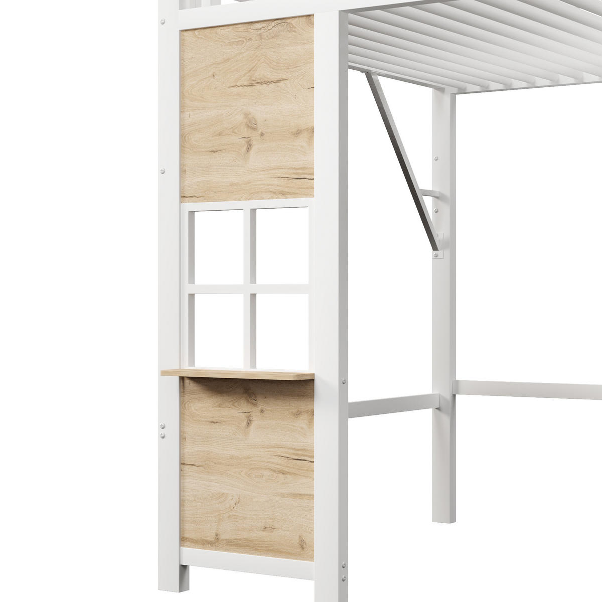 HOCHBETT 140/200 cm mit Eisenrahmen Weiß, Ablageleiter und Stauraum - Weiß, Metall