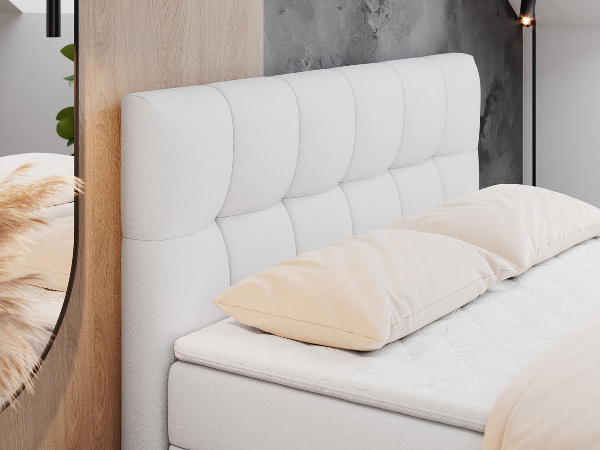 BOXBETT RICO 120/200 Weiß Kunstleder - H3 - Weiß, Holz/Textil (120/200cm) - MKS