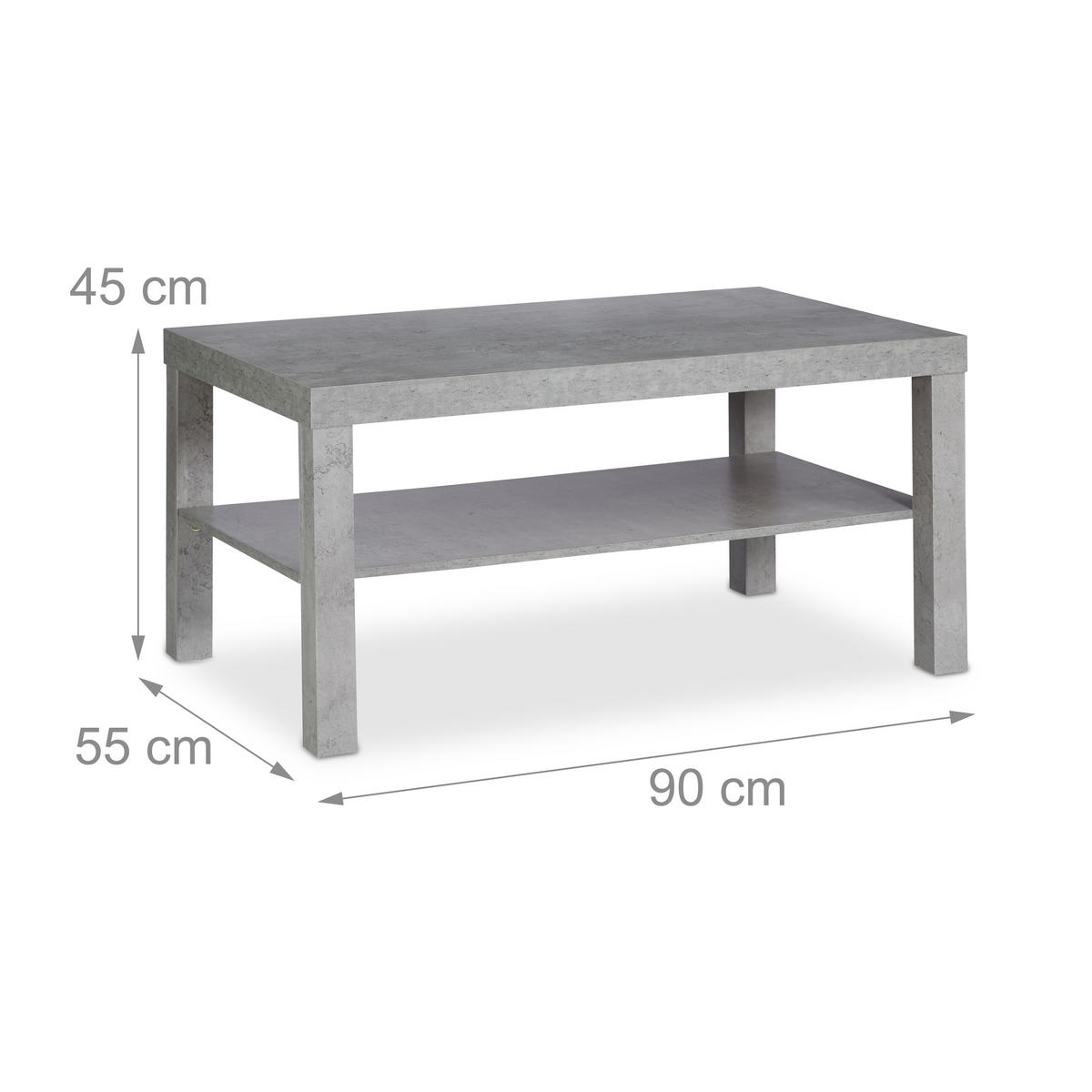 COUCHTISCH - Grau, Holzwerkstoff (55/90/45cm) - Relaxdays