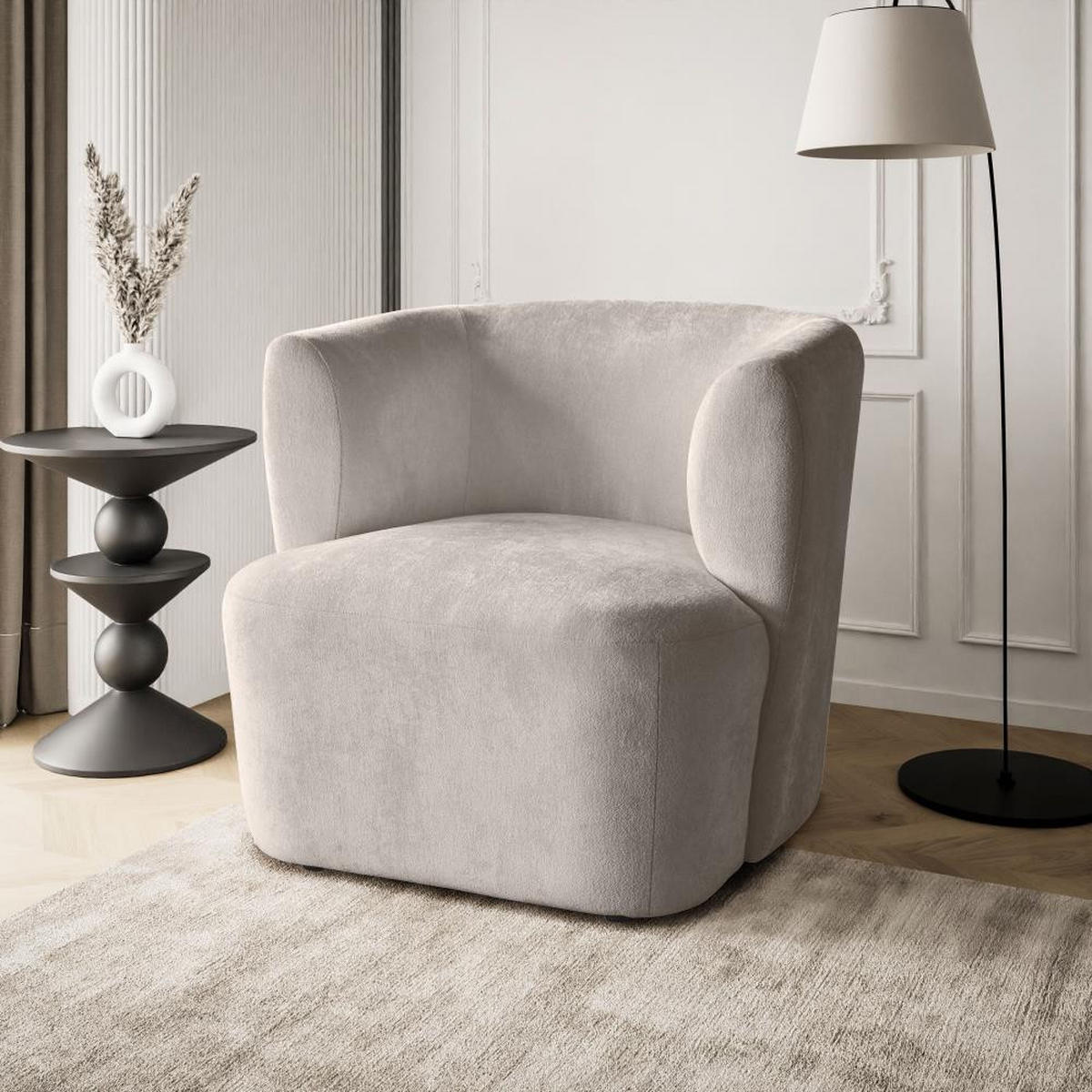 SESSEL Nori cappuccino velour - Schwarz/Cappuccino, Kunststoff/Textil (75/68/72cm) - Beautysofa