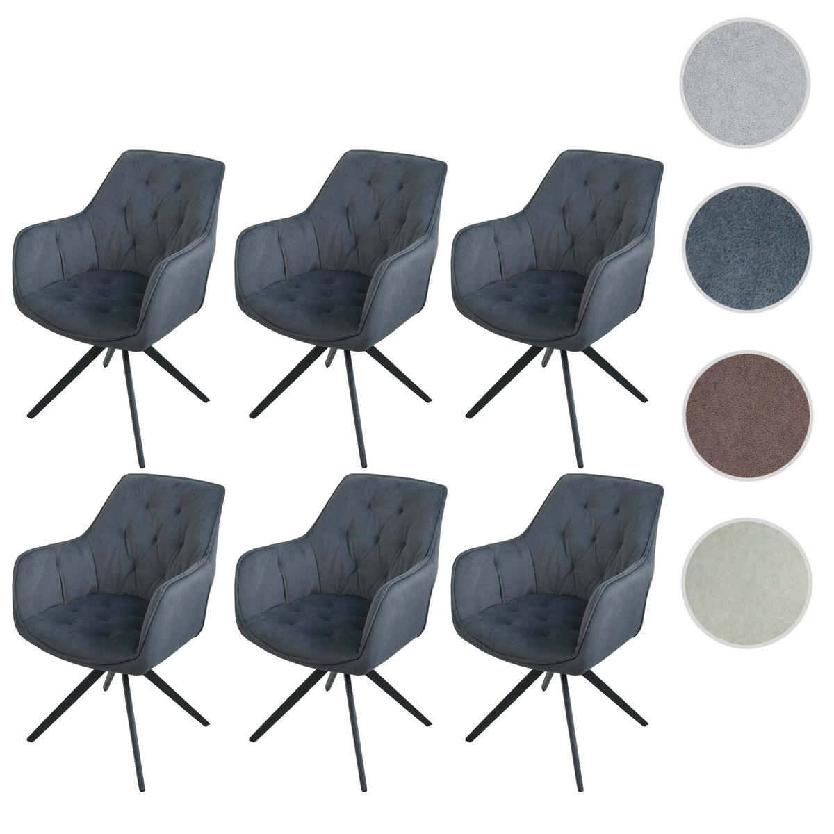 ESSZIMMERSTUHL Schwarz 6er-Set - Schwarz, Textil (55/87/60cm) - MCW