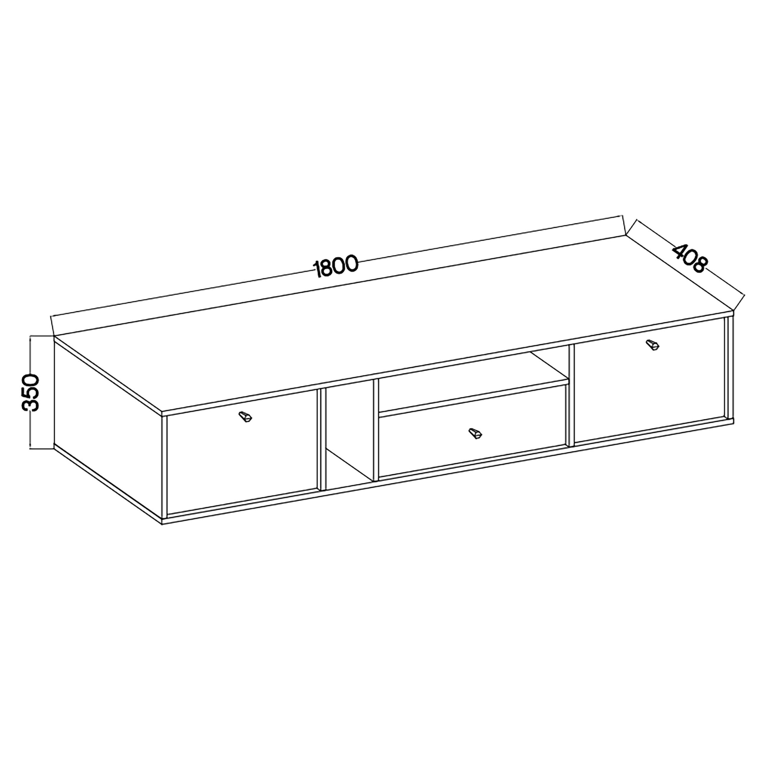 LOWBOARD TORINO 180x40,8x35 cm mit 1 Schubladen und 2 Türen Graphitfarben - Graphitfarben, Holzwerkstoff (180/35/40.8cm) - MASSENO