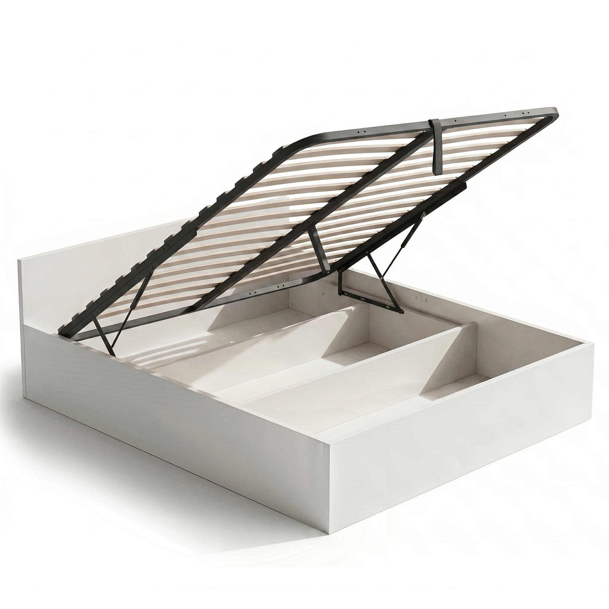 BETT mit Bettkasten 160x200 cm Metalllattenrost Weiß - Weiß, Holzwerkstoff (160/200cm) - Akord