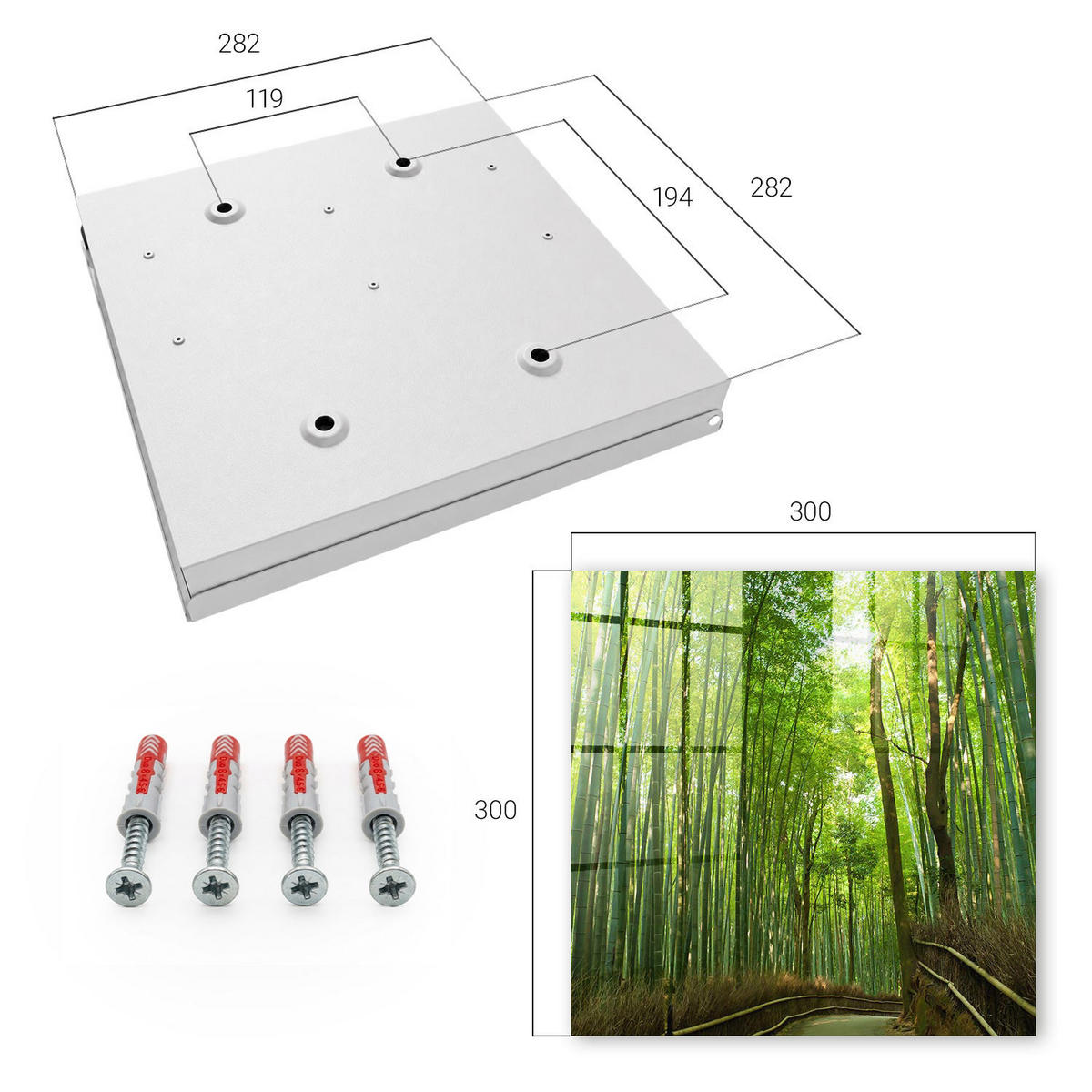 SCHLÜSSELBOX Weiß 30x30 cm – Türöffnung nach rechts - Bambusweg - Grün, Metall (30/30/5cm) - TULUP