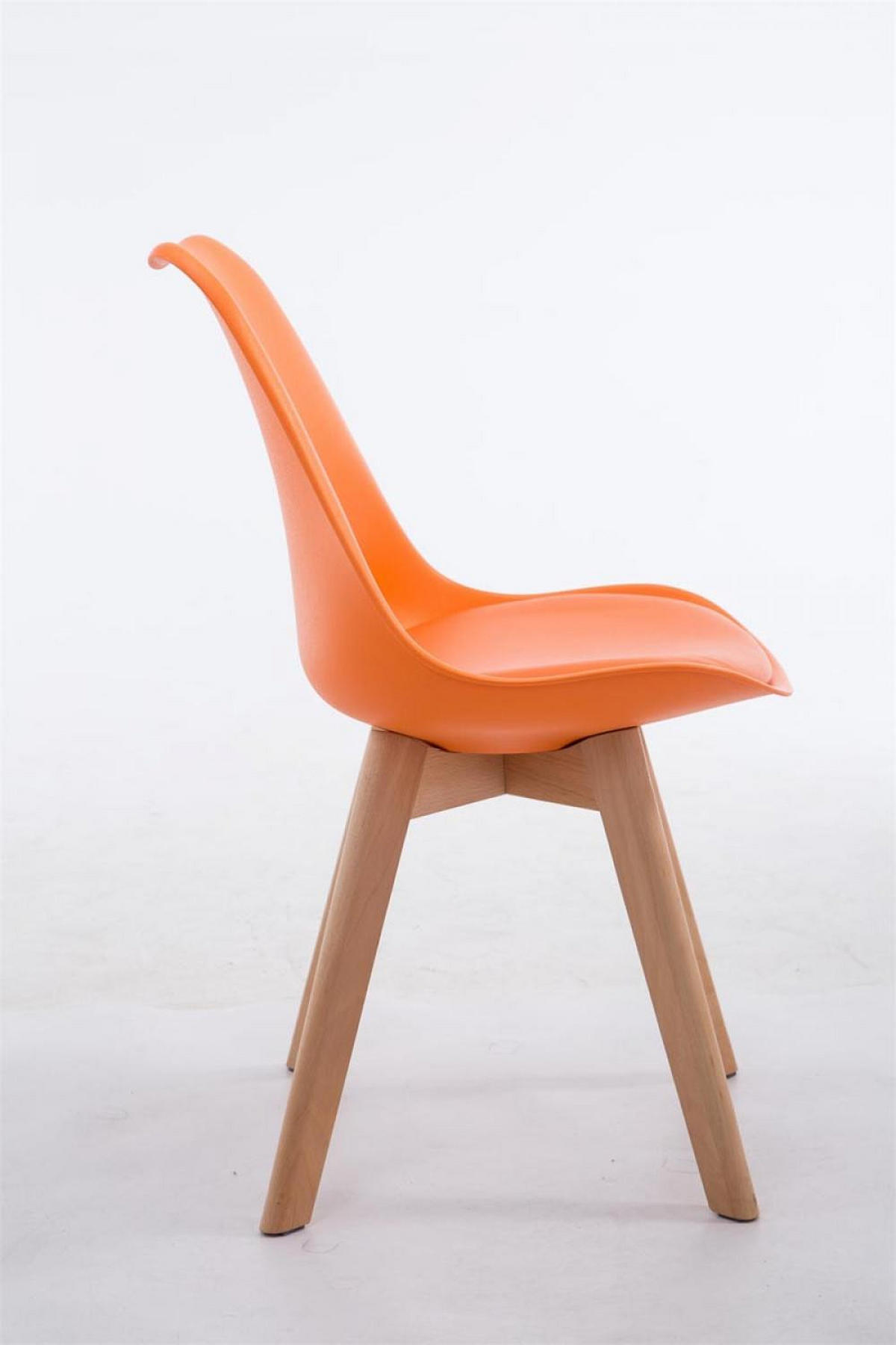 STUHL Lederlook orange - Eukalyptusholzfarben/Orange, Holz/Textil (48/84/41.5cm) - CLP
