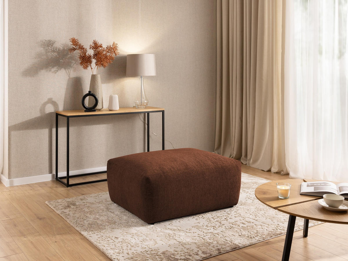HOCKER Lennon aus Braun Strukturstoff mit vielseitiger Nutzung - Schwarz/Braun, Holz/Kunststoff (102/42/76cm) - S-Style