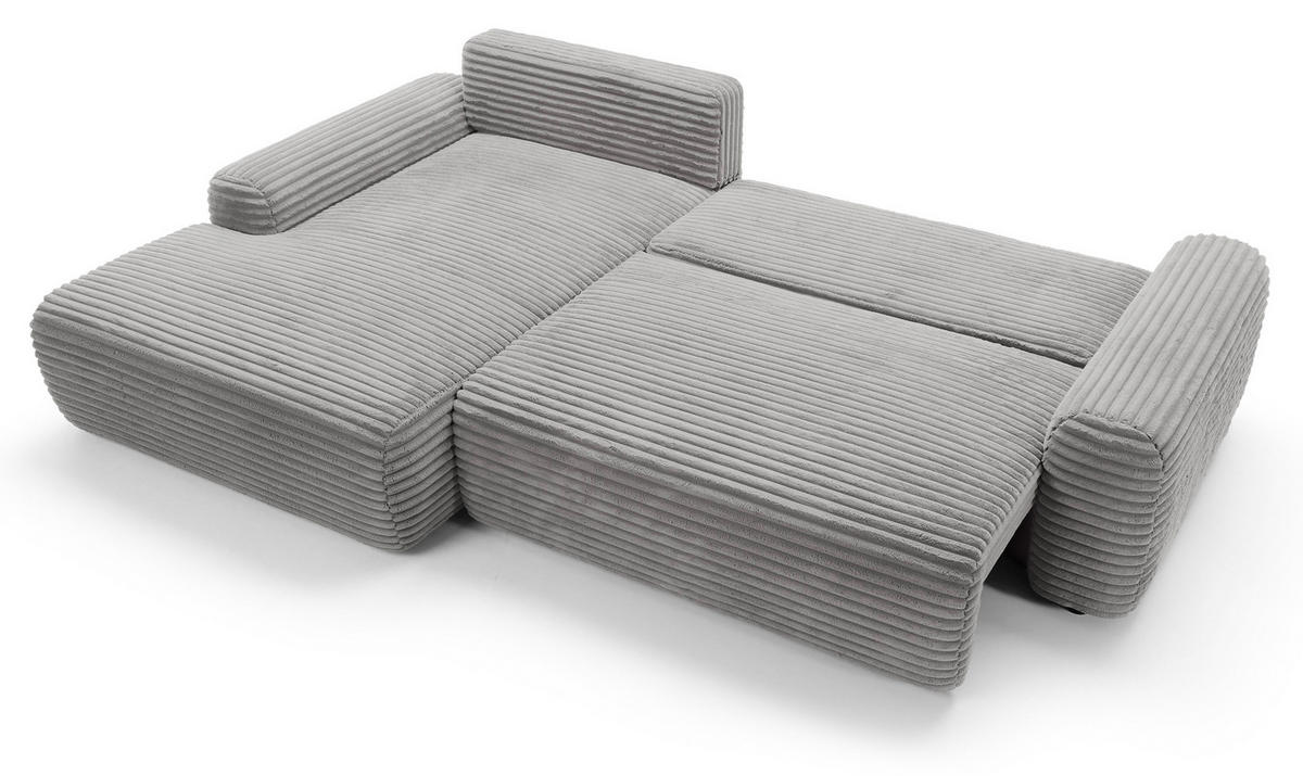 ECKSOFA Alferia Greige mit Cordbezug - Taupe/Schwarz, Kunststoff/Textil (264/162cm) - Selsey