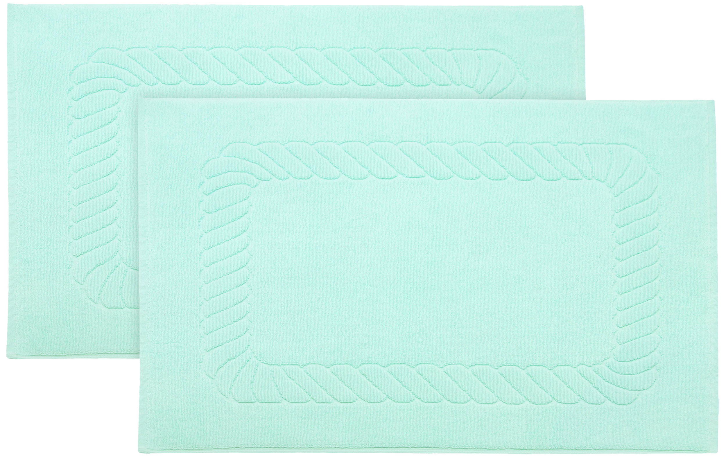 BADEMATTE, 2er-Set, 50x70 cm, 100% Baumwolle, Blau - Grün, Textil (50/70cm) - Zollner