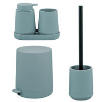 BAD-ACCESSOIRES-SET TESERO, Soft-Touch, hellblau - Hellblau, Kunststoff (22.5/25.5/25cm) - eluno