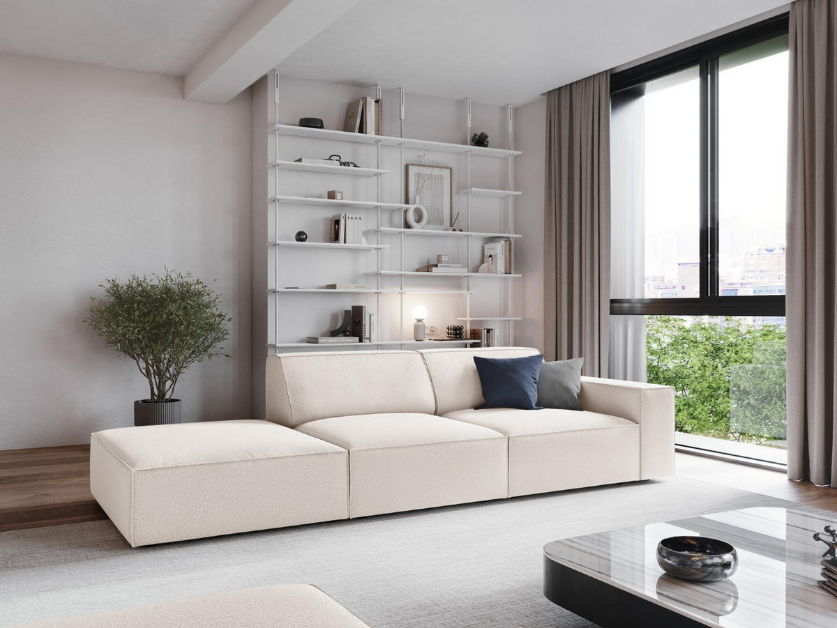 SOFA Jodie aus strukturiertem Stoff leichtes beige 3 Sitzplätze - Beige, Textil (102/70/262cm) - Micadoni