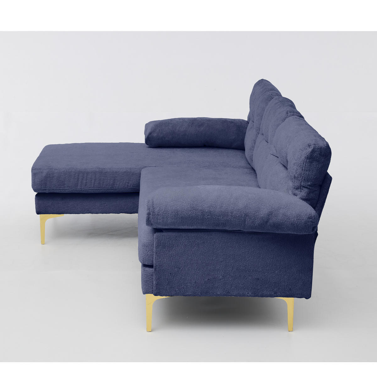 L-FÖRMIGES ECKSOFA Blau 187,5/130/79 cm 3-Sitzer Chenillebezug - Blau, Holz (187.5/130cm) - PANGIVO