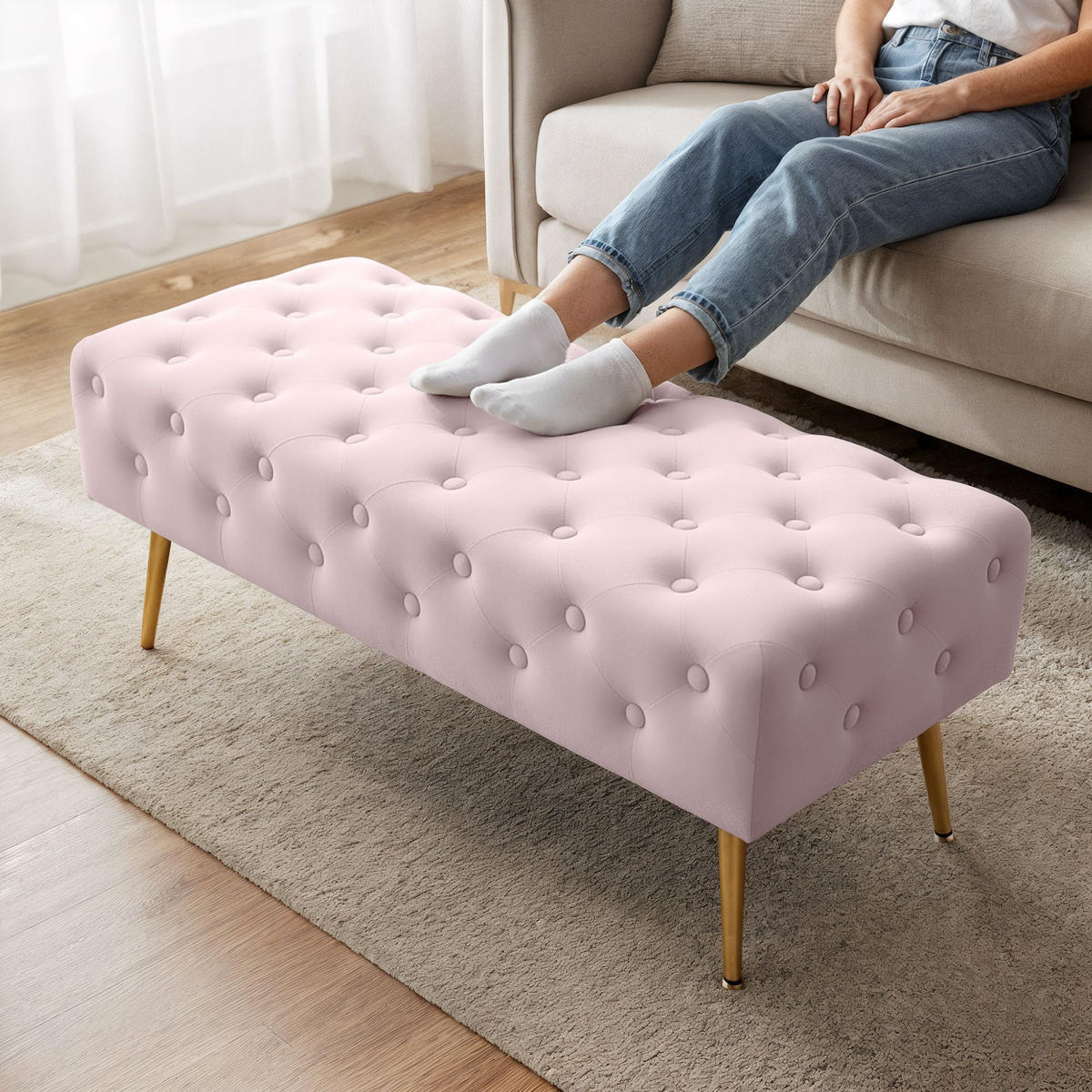 SITZHOCKER MONACO, Rosa, T100xB41xH42 - Pink, Holz (41/42/100cm) - Milordbikes