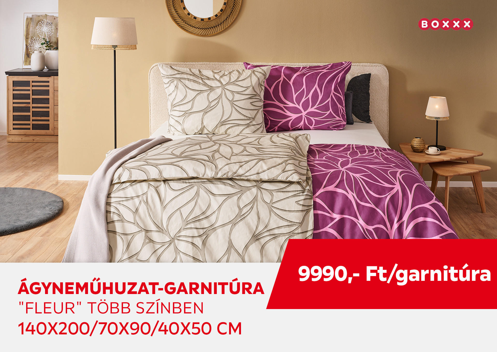 ÁGYNEMŰHUZAT-GARNITÚRA "FLEUR" 140x200/70x90/40x50 CM Kiemelt termék 9990Ft.- helyett Ft.-