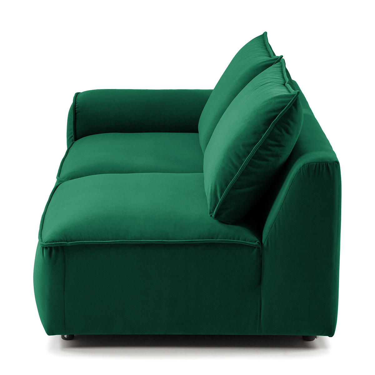 2,5-SITZER SOFA - modular - Dunkelgrün/Schwarz, Holz/Kunststoff (189/80/99cm) - home24