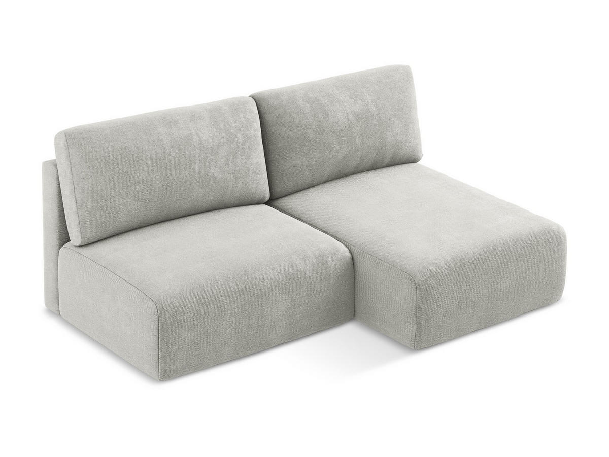 ECKSOFA mit Schlaffunktion rechts Chenille Stoff Grau - Hellgrau/Schwarz, Kunststoff/Textil (210/149cm) - Makamii