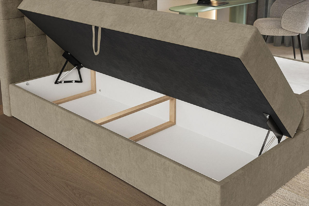 BOXSPRINGBETT 160x200 Jora mit Matratze H3, Bettkasten, Hellgrau - Hellgrau, Holz/Textil (160/200cm) - Emporius