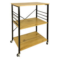 KÜCHENREGAL Holzoptik Metall Eichefarben Schwarz mit Rollen 60×40×90 cm - Eichefarben/Schwarz, Holzwerkstoff/Metall (60/90/40cm) - Begryf