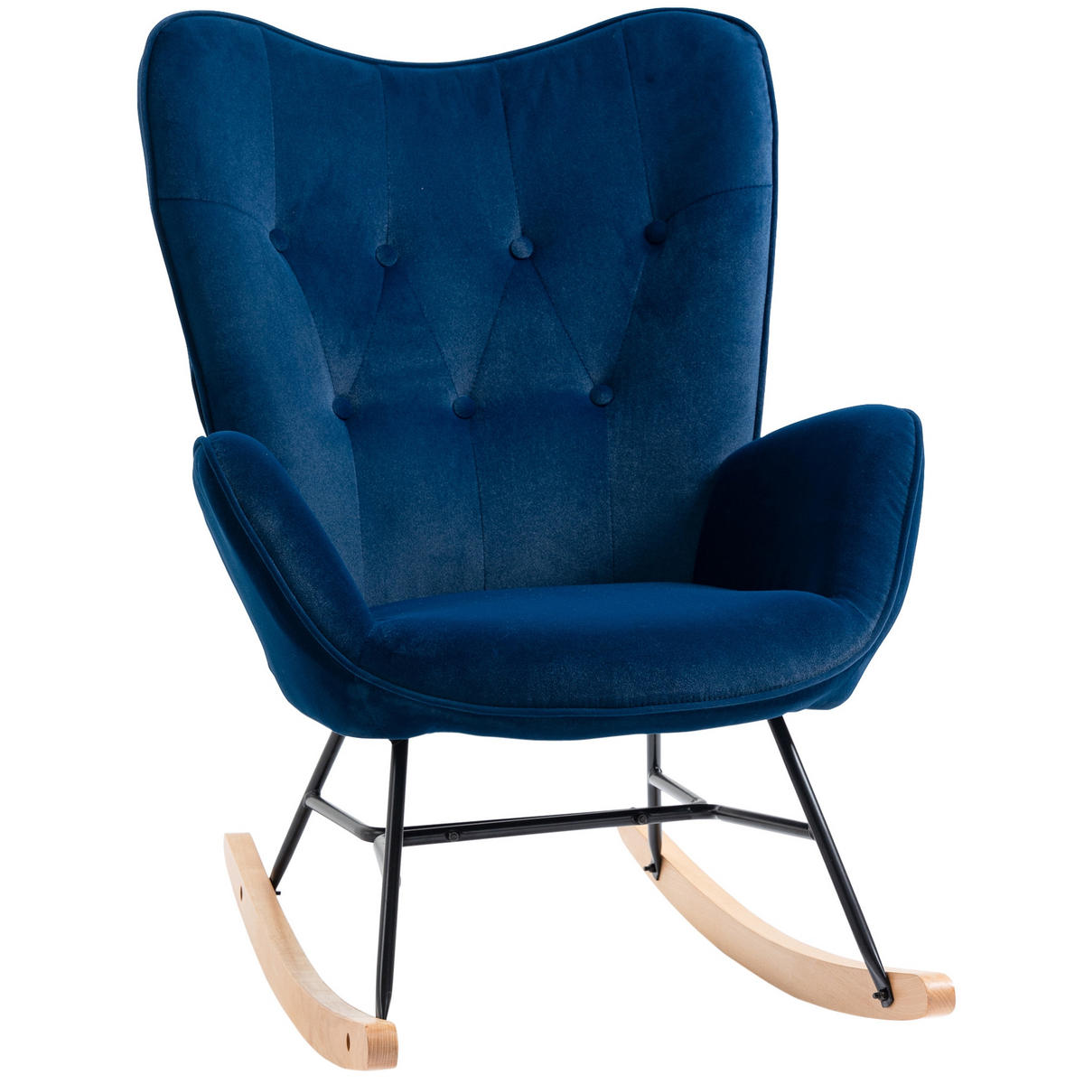 SCHAUKELSTUHL, Stillstuhl mit Samtbezug, Blau, für Wohnzimmer - Multicolor, Holzwerkstoff (65/96/70cm) - FORIOUS
