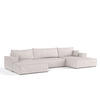WOHNLANDSCHAFT NUBO mit Schlaffunktion Creme im Neve Stoff - Beige/Schwarz, Holz/Holzwerkstoff (398/70/148cm) - AltaBeds