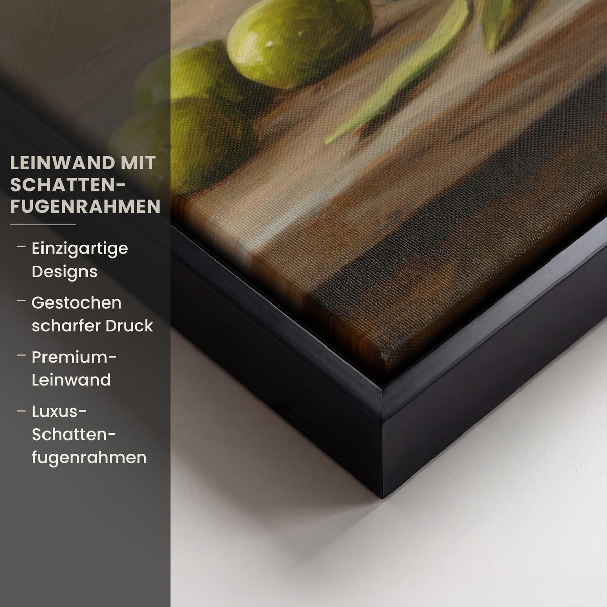 LEINWAND Bilder mit Rahmen - Oliven - Stilleben - Vintage - 50x50 - Olivgrün, Textil (50/50cm) - MuchoWow