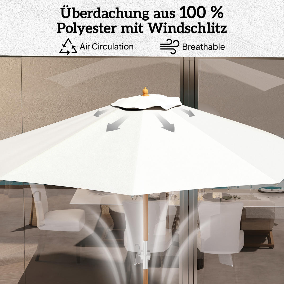 SONNENSCHIRM Creme 250 cm - Creme, Textil (270/270cm) - PANGIVO