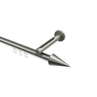 INNENLAUF-GARDINENSTANGEN-SET Siteno Savio 300 cm (geteilt in 3 x 100 cm), 1-läufig, 20 mm Ø Edelstahl-Optik - Edelstahlfarben, Metall (300cm) - INTERDECO