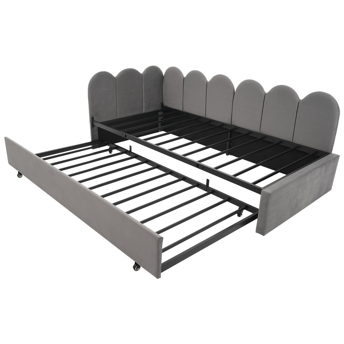 TAGESBETT 90/200 cm Ausziehbett 90/190 cm Samt Grau - Grau, Textil - OKWISH