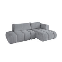ECKSOFA Ottomane Rechts CLOUD-L 289x180x40 Hellgrau Velours - Hellgrau, Holzwerkstoff/Kunststoff (289/180cm) - ALTDECOR
