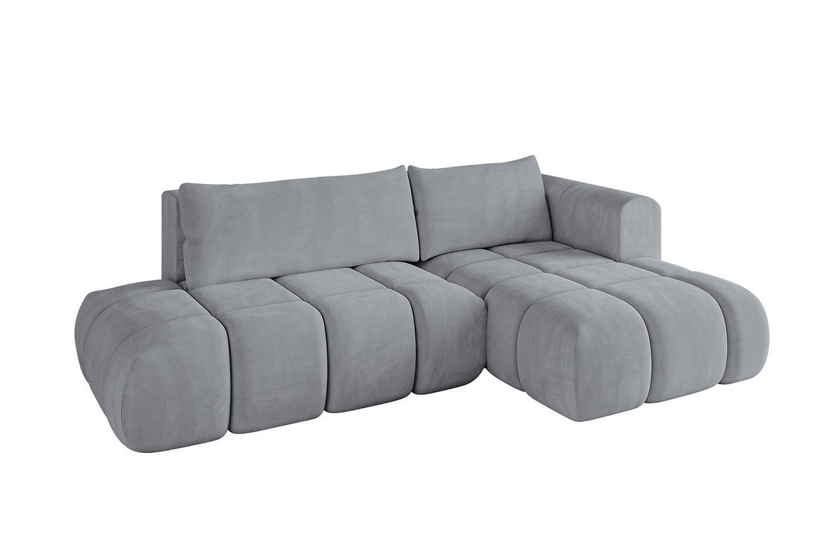 ECKSOFA Ottomane Rechts CLOUD-L 289x180x40 Hellgrau Velours - Hellgrau, Holzwerkstoff/Kunststoff (289/180cm) - ALTDECOR