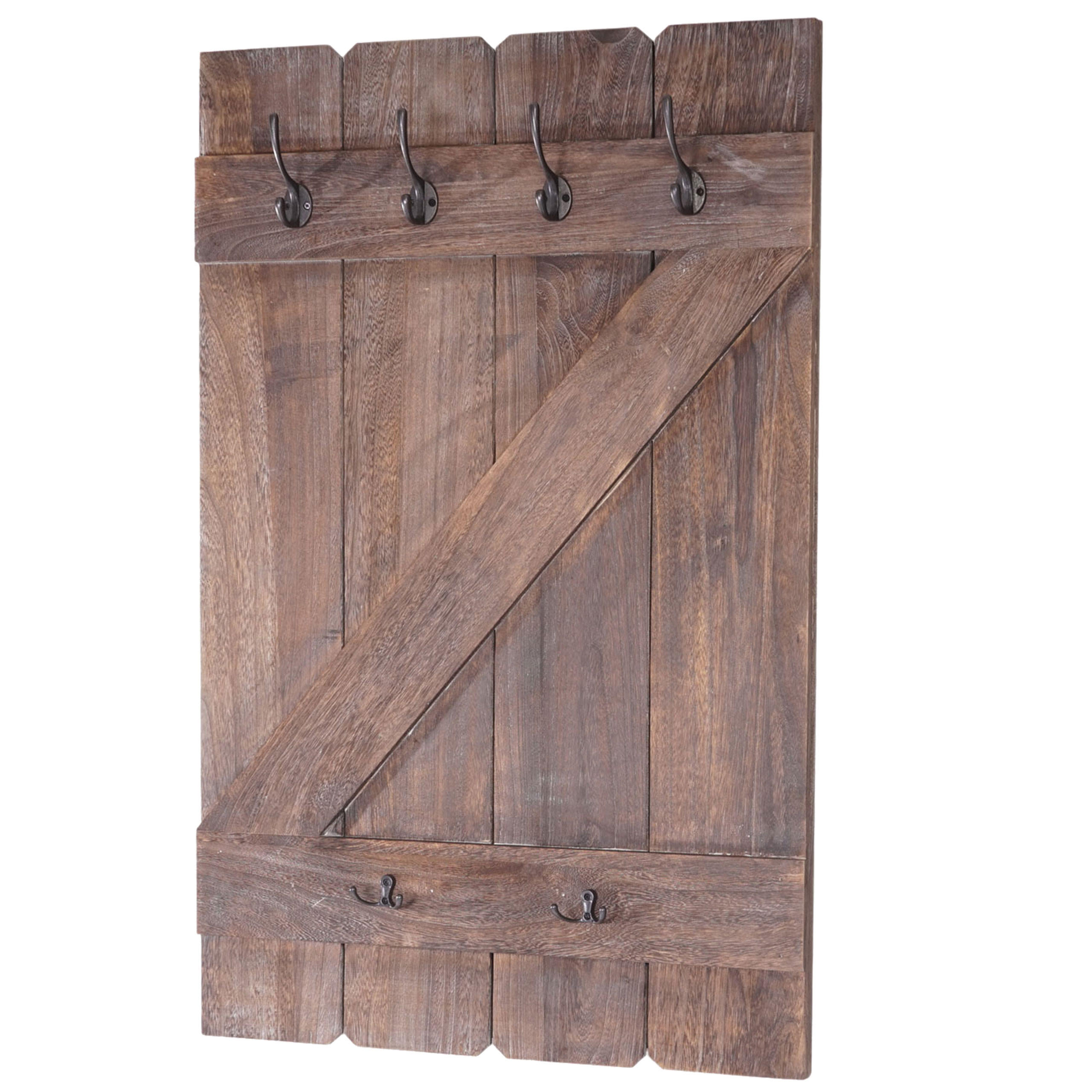 WANDGARDEROBE 91x60x10cm 6 Haken Braun shabby - Braun, Holz (60/91/10cm) - BERLINLODGE