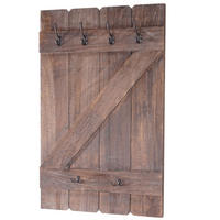 WANDGARDEROBE 91x60x10cm 6 Haken Braun shabby - Braun, Holz (60/91/10cm) - BERLINLODGE