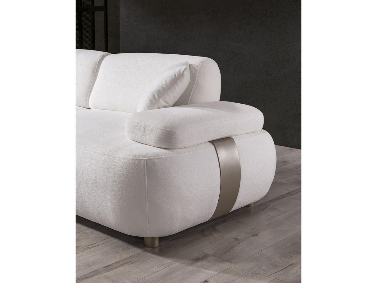 SOFA Chelsea 3-Sitzer Webstoff Creme - Beige, Holz/Textil (230/79/110cm) - Villa Möbel
