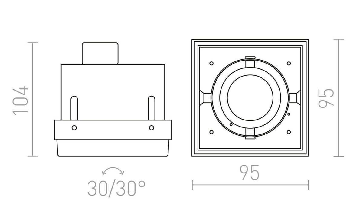 EINBAULEUCHTE ELECTRA I Schwarz 50 W - Schwarz, Metall (95/95/9.5cm) - Rendl
