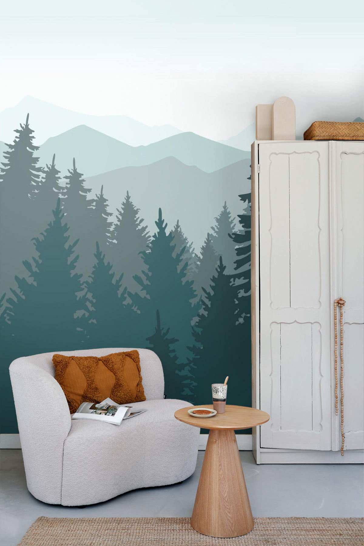 FOTOTAPETE Berglandschaft mit Bäumen 375 x 270 cm - Grün, Papier (375/270cm) - Sanders & Sanders