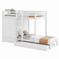 ETAGENBETT mit Ausziehbett und Schrank 90x200 cm Holz Weiß - Weiß, Holz (90/200cm) - Meubliv