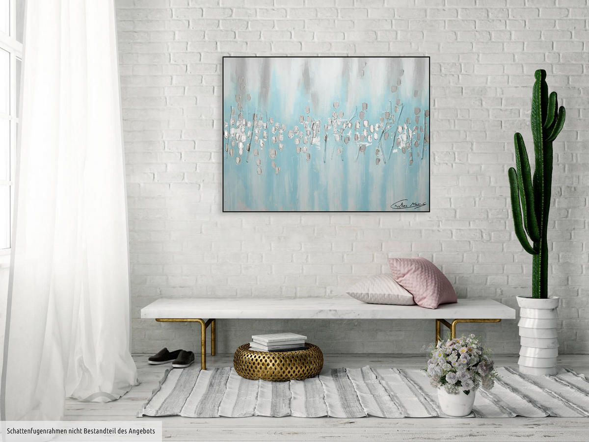 ACRYLBILD HANDGEMALT 100/75 cm - Blau/Beige, Holz/Textil (100/75cm) - KUNSTLOFT