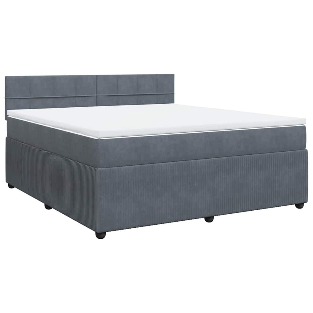 BOXSPRINGBETT Mit Matratze Dunkelgrau 180/200 Cm Samt - Grau, Textil (180/200cm) - vidaXL