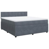 BOXSPRINGBETT Mit Matratze Dunkelgrau 180/200 Cm Samt - Grau, Textil (180/200cm) - vidaXL