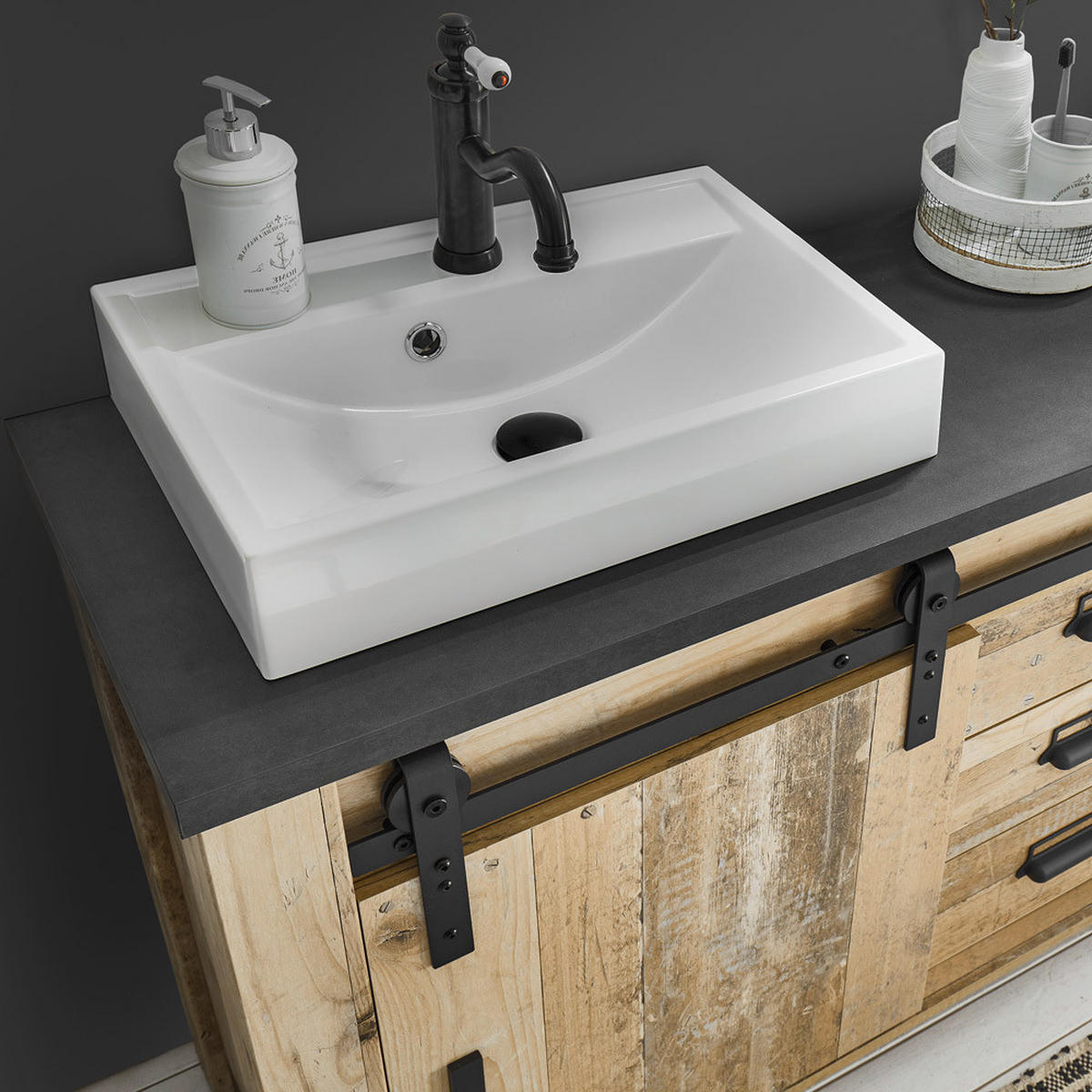 BADMÖBEL-SET 3-TLG. Shelton-61 - Braun, Holzwerkstoff (208/210/43cm) - Lomado