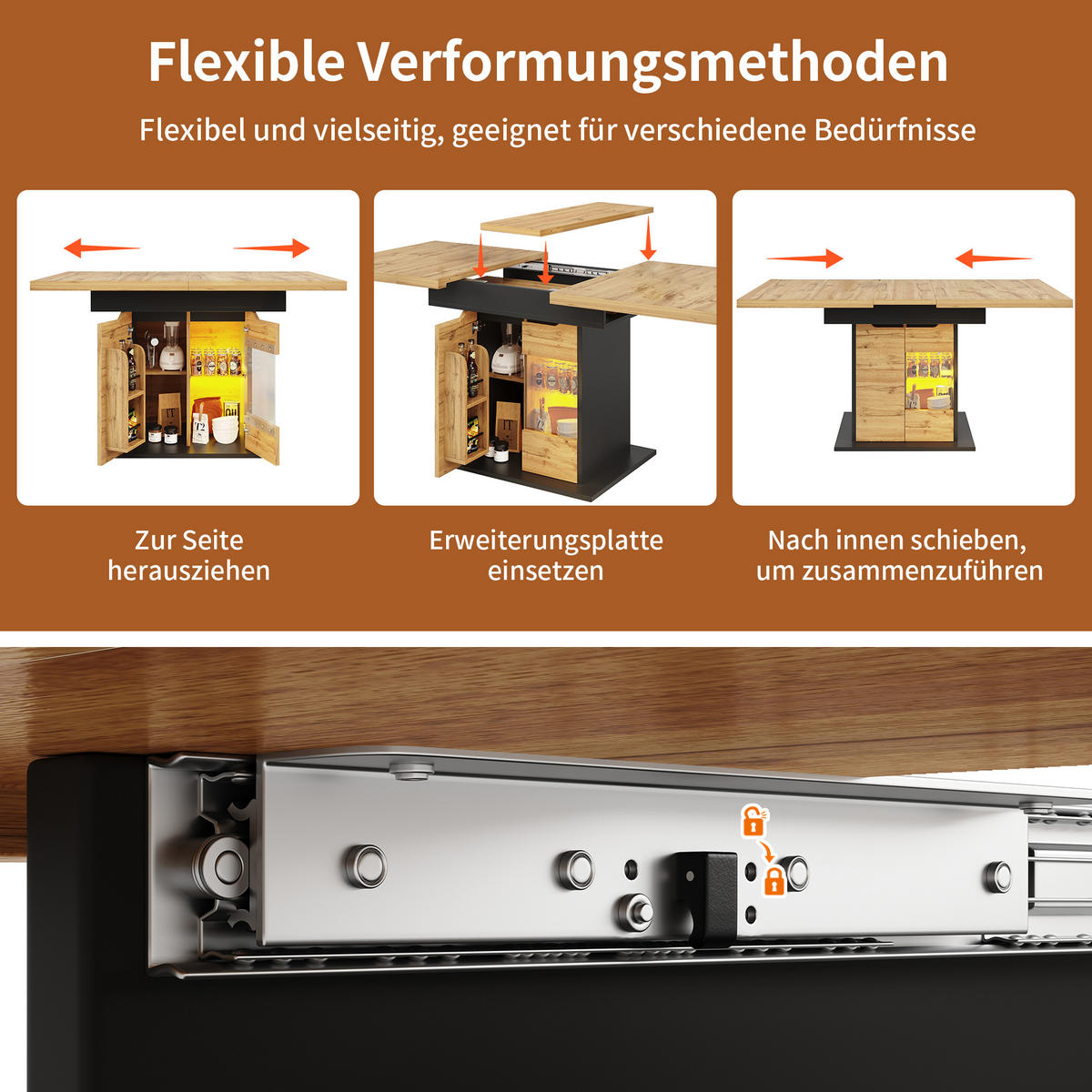 AUSZIEHTISCH Holzoptik Schwarz 110-140/80/76 cm - Schwarz, Holz (80/110/76cm) - PANGIVO