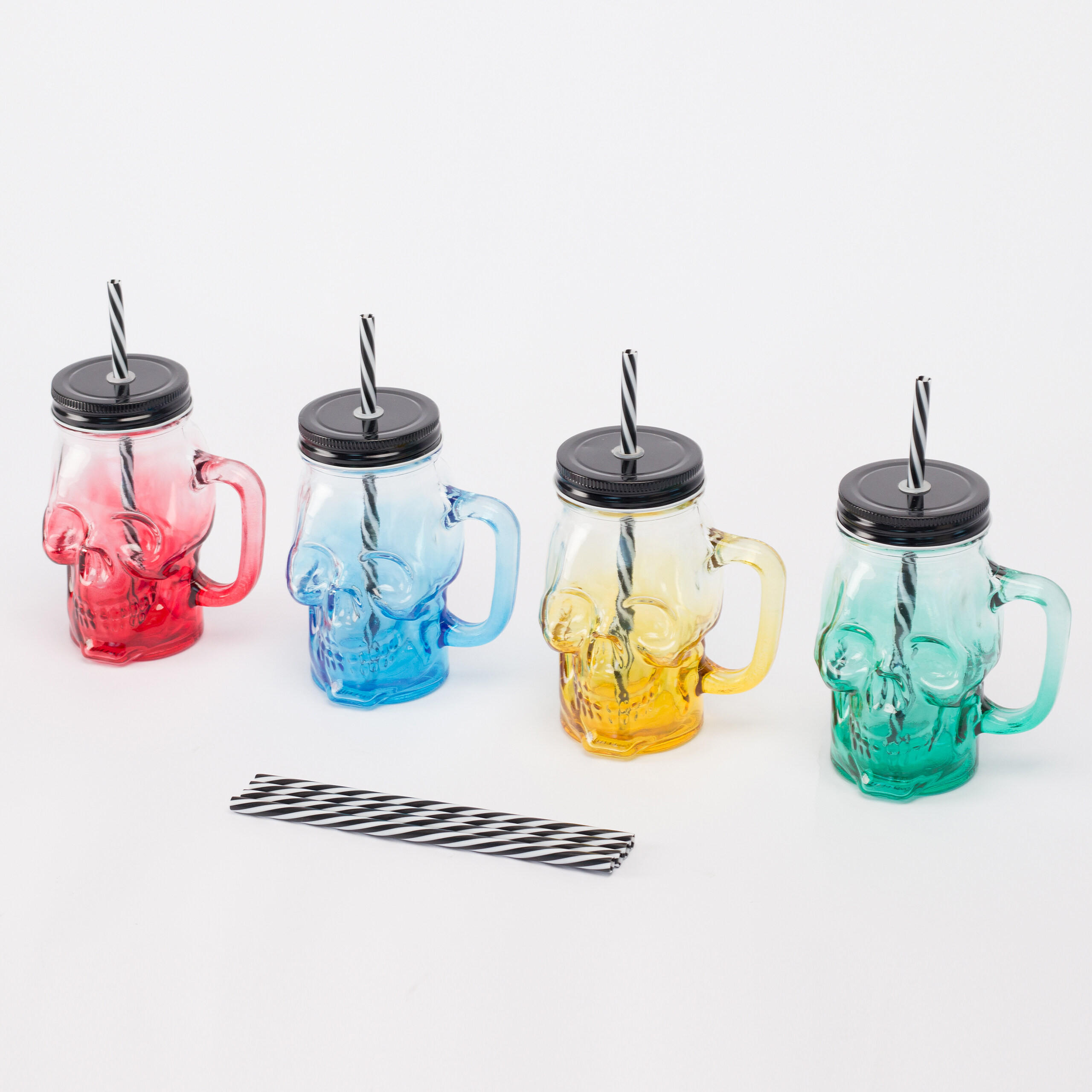 4XTRINKGLÄSER - Multicolor, Glas/Kunststoff - Relaxdays